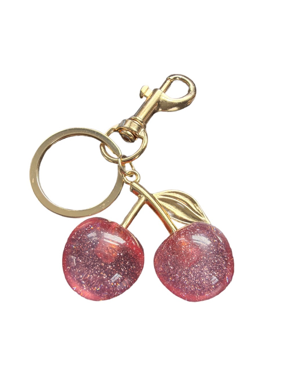 Bag Charm  Keyring with Sparkling Pink Cherries